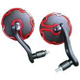 آینه سر فرمان موتور سیکلت طرح کربن RED مجموعه 2 عددی
